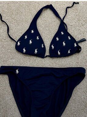 Ralph Lauren Polo Navy & White Polo Bikini Set | NWOT